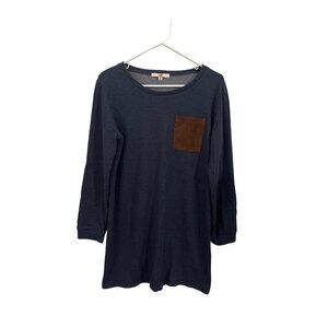 Ya Los Angeles blue brown long sleeved dress with arm patches size Medium